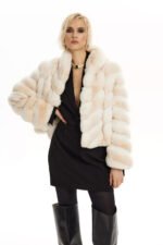 Tan Chinchilla Fur Jacket Donella - Image 3