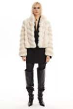 Tan Chinchilla Fur Jacket Donella - Image 4