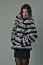 Chinchila Colored Rex Rabbit Luxury Fur Coat - Image 5