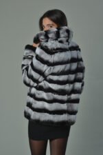 Chinchila Colored Rex Rabbit Luxury Fur Coat - Image 3