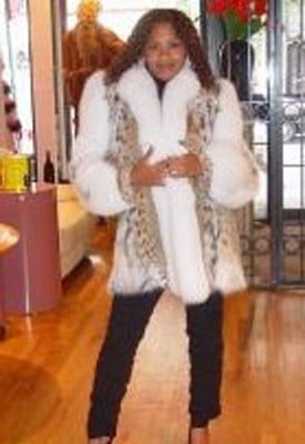 American Cat lynx jacket White Fox Tuxedo Fronts Sleeve Trim 669