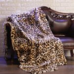 Leopard Print Rex Fur Blanket Throw