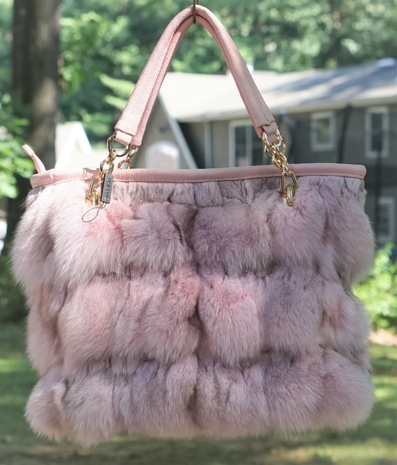 Baby Pink Fox Fur Bag 7665 Baby Pink Fox Fur Bag 7665