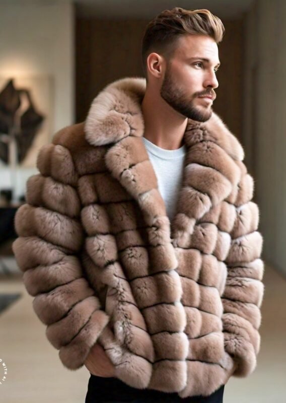 Beige Men's Chinchilla Jacket 8448