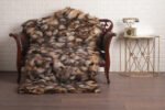 Beige Brown Crystal Fox Fur Fur Blanket Throw Cover