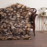 Beige Brown Crystal Fox Fur Fur Blanket Throw Cover
