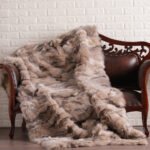 Beige Fox Fur Fur Blanket Throw Cover