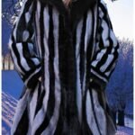 Black and Grey Mink Fur Princess Stroller Coat