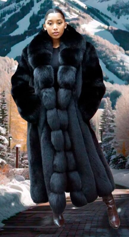 Black Fox Coat Full Length 77287
