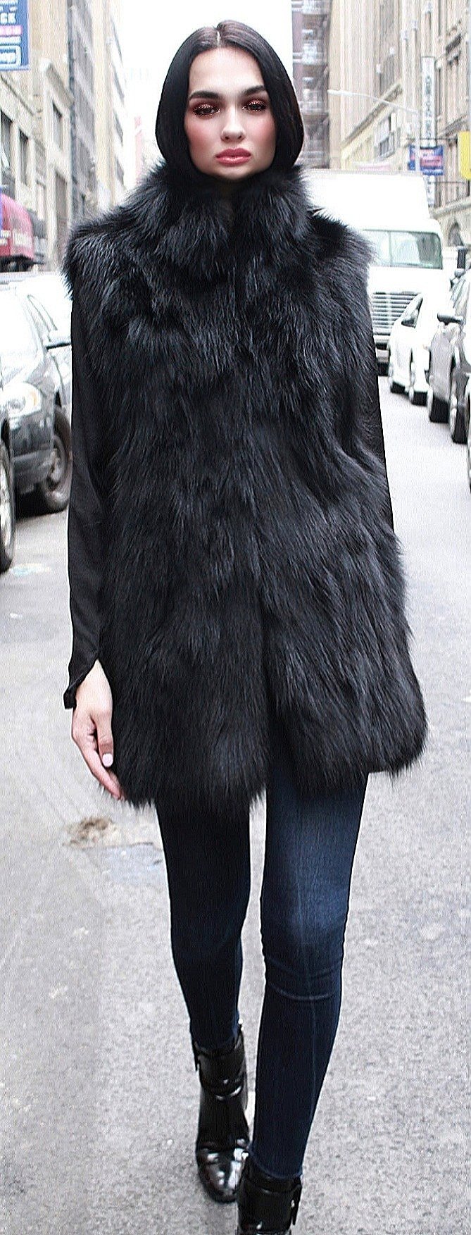 Black Fox Fur Vest 28896 Black Fox Fur Vest 28896