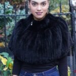 Black Knit Mink Capelet Side Zipper CH 3939