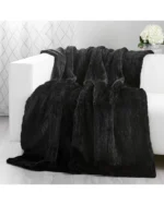 Black Knit Mink Throw