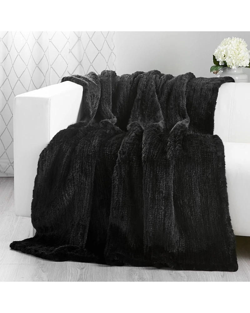 black-knit-mink-fur-throw-blanket-p-2122 Black Knit Mink Throw - Image 1