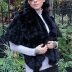 Black Rex Rabbit Capelet Roses 22334