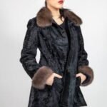 Black Russian Broadtail Russian Fur Jacket Sable Collar Cuffs 4556