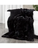 Full Pelt Black Sheared Beaver Fur Blanket