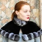 Black Sheared Mink Chinchilla Trim Caplet 88223