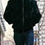 Black Sheared Mink Diamond Cut Men's Bomber Jacket 88007