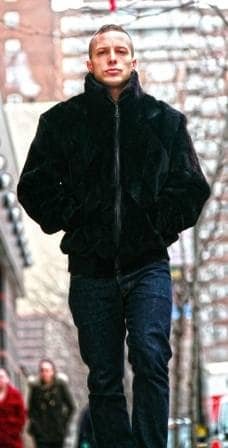 Black Sheared Mink Diamond Cut Men's Bomber Jacket 88007