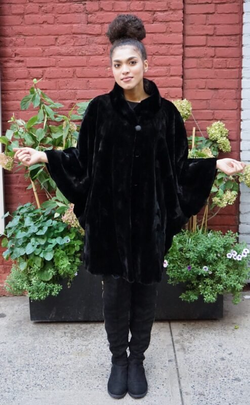 Black Sheared Mink Sculptured Cape 27272