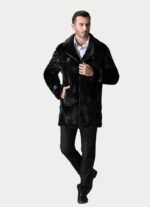 Black Mink Fur Coat Leather Details - Image 6