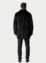 Black Mink Fur Coat Leather Details - Image 3