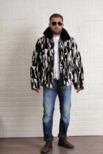 Black White Mink Fur Jacket - Image 4