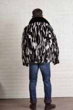 Black White Mink Fur Jacket - Image 6