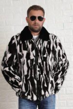 Black White Mink Fur Jacket - Image 3