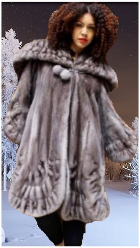 Blue Iris Mink Fur Stroller Swirled Body 77885