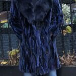 Blue Men's Mink Stroller Black Fox Collar 8327