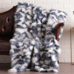 Blue Jean White Fox Fur Fur Blanket Throw Cover