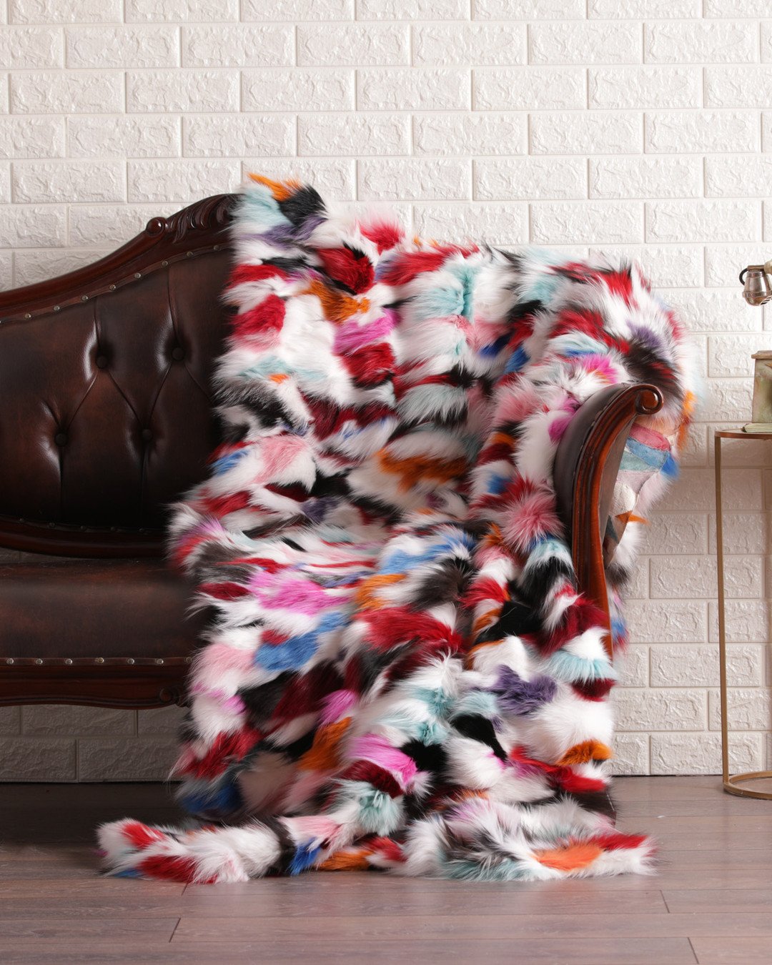 Multicolor Fox Fur Fur Blanket Throw Cover - Image 1