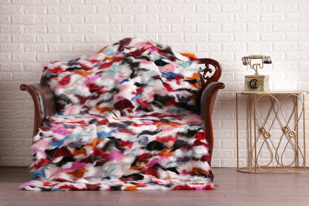 Multicolor Fox Fur Fur Blanket Throw Cover - Image 3