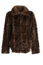 Brown Mink Fur Bomber Jacket - Image 2