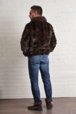 Brown Mink Fur Bomber Jacket - Image 4