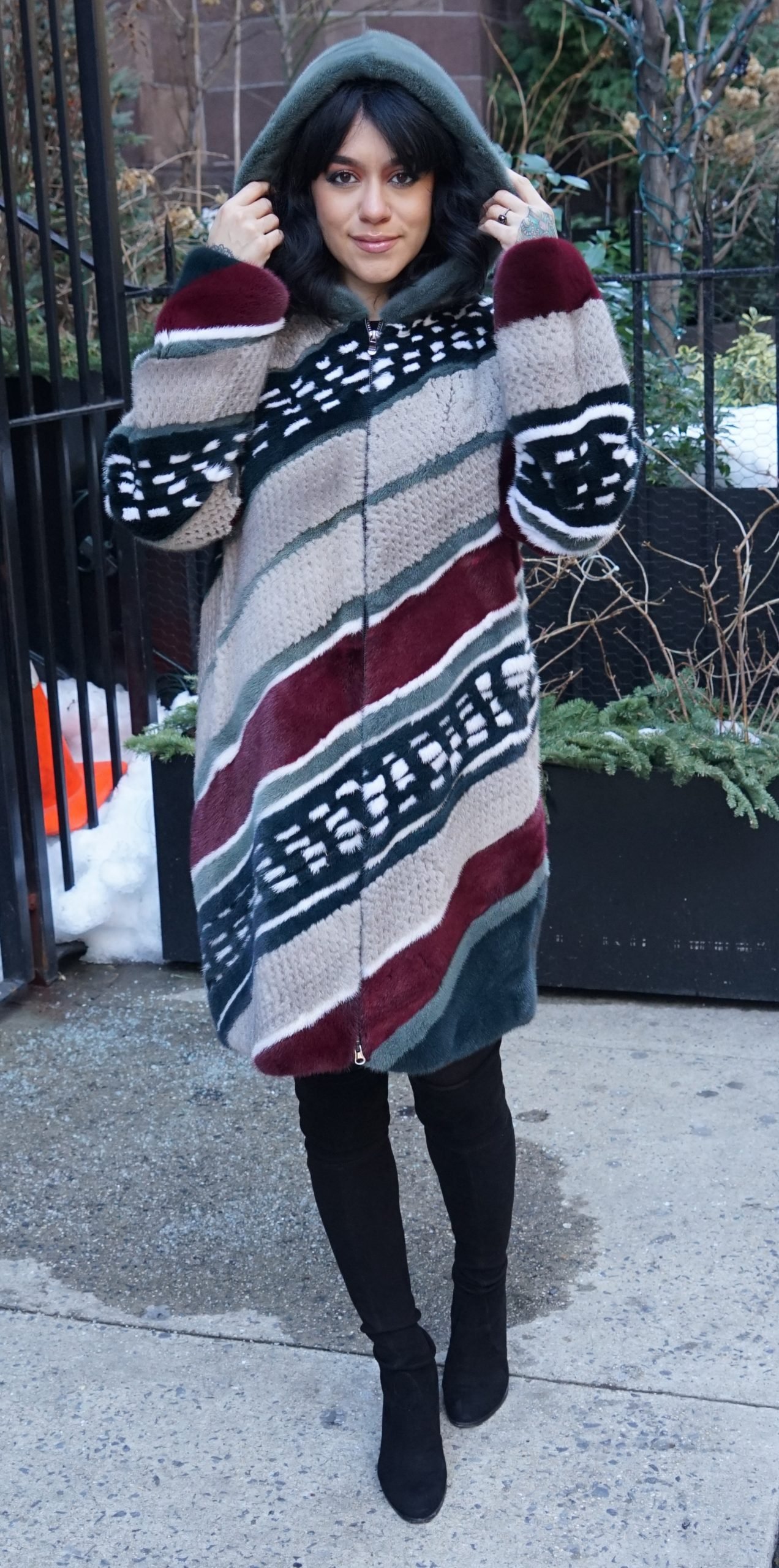 Burgundy Tan Green Mink Stroller Hood 4747 Burgundy Tan Green Mink Stroller Hood 4747