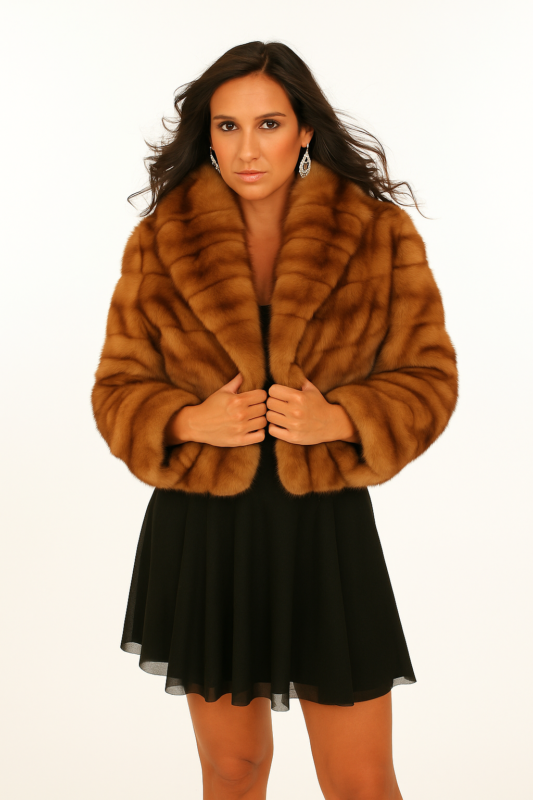 Canadian Sable Fur Jacket Horizontal Shawl Collar 734