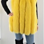 Canary Yellow Vertical Fox Fur Vest 00756