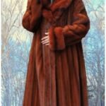 Cayenne Red Mink Coat Matching Sable Fur Collar 12476