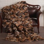 Red Chevron Fox Fur Fur Blanket Throw Cover