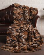 Red Chevron Fox Fur Fur Blanket Throw Cover - Image 2
