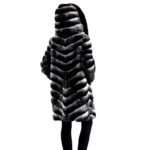 Hooded Chinchilla Fur Coat & Sable Fur Trim Chantale - Image 5