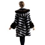 Hooded Chinchilla Fur Coat & Sable Fur Trim Chantale - Image 3
