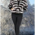 Chinchilla Fur Jacket Large Shawl Cross Cut Horizontal Collar 557