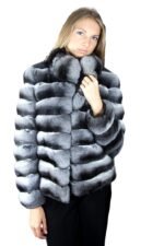 Chinchilla Fur Jacket Stand up Collar - Image 4