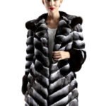 Hooded Chinchilla Fur Coat & Sable Fur Trim Chantale