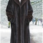 Classic Full Length Mahogany Mink Fur Coat Shawl Collar Turn Back Cuffs #317