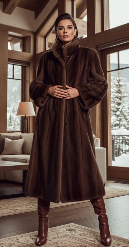Classic Mahogany Mink Coat 9333