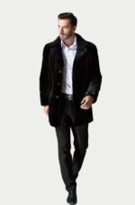 Black Mink Fur Coat Leather Details